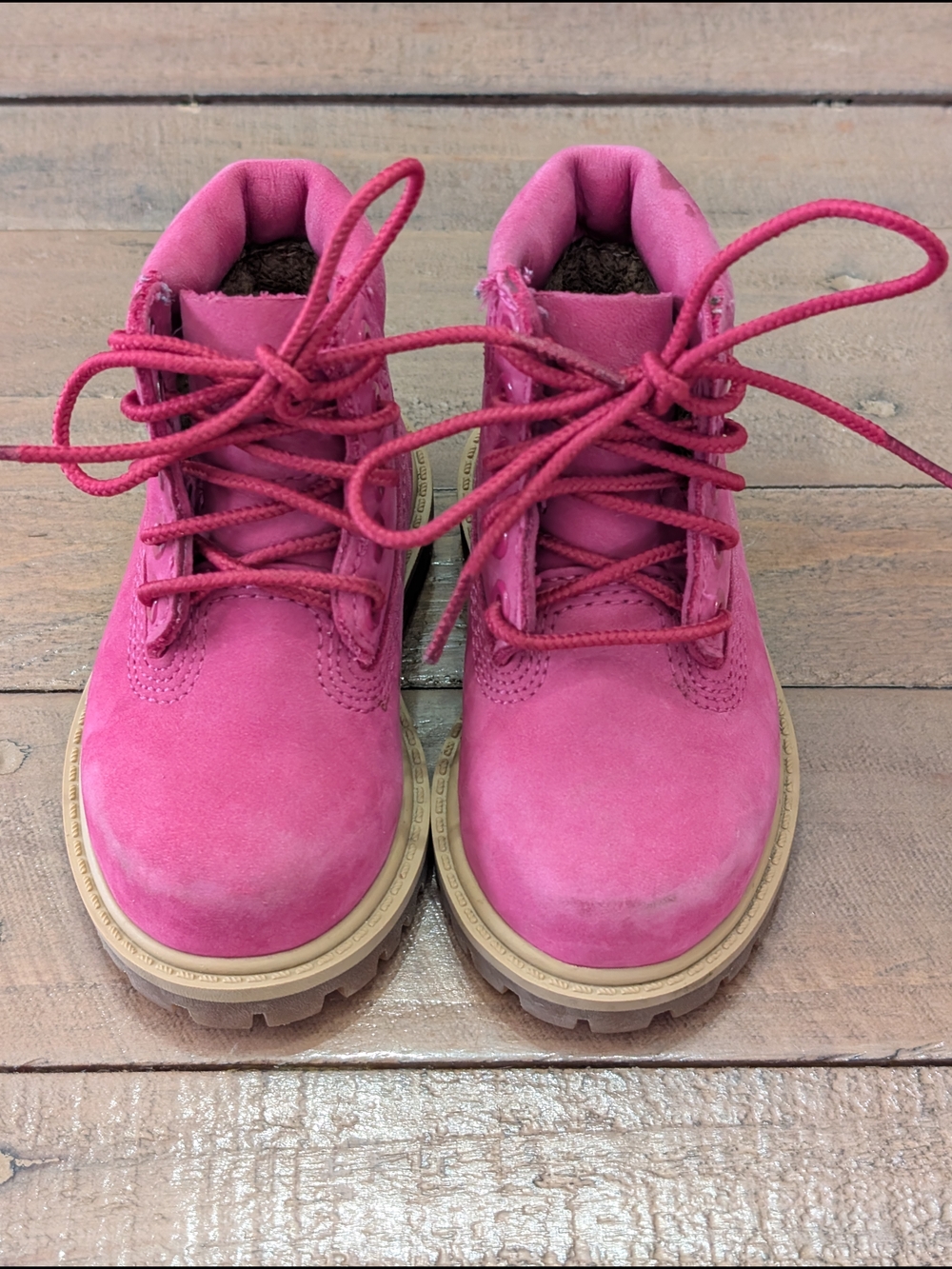 Timberland Girls Pink Suede Lace-Up Boots